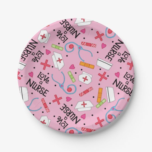 Monogram Liebe A Nursy Whimsy Art Pink Pappteller (Vorderseite)