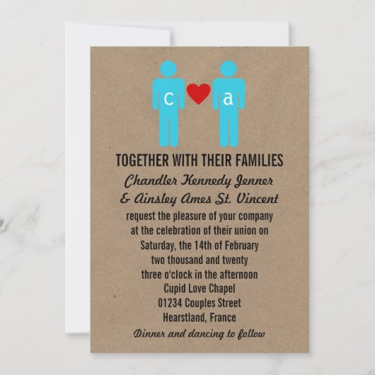 Monogram Liebe Couple Wedding Einladungen (Vorderseite)