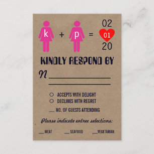 Monogram Liebe Couple Wedding RSVP Cards Karte