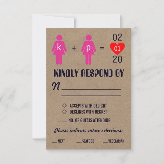 Monogram Liebe Couple Wedding RSVP Cards Karte (Vorderseite)