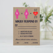 Monogram Liebe Couple Wedding RSVP Cards Karte (Stehend Vorderseite)