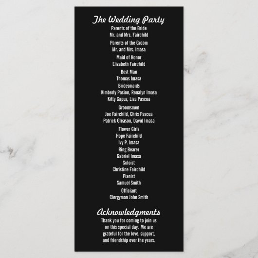 Monogram Liebe Couple Weddingprogramme Programm (Rückseite)