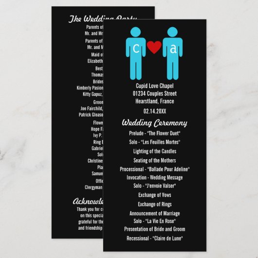 Monogram Liebe Couple Weddingprogramme Programm (Vorne/Hinten)