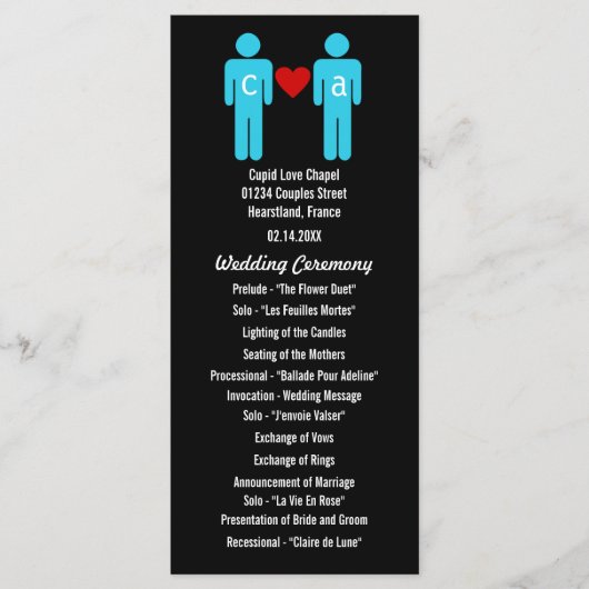 Monogram Liebe Couple Weddingprogramme Programm (Vorderseite)