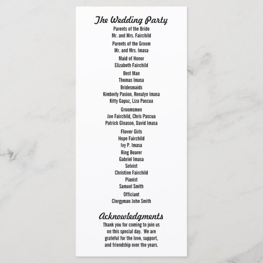 Monogram Liebe Couple Weddingprogramme Programm (Rückseite)