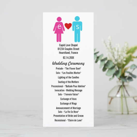 Monogram Liebe Couple Weddingprogramme Programm (Stehend Vorderseite)