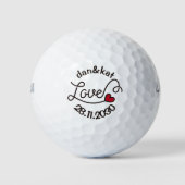 Monogram Liebe Moderne Typografie Art Rotes Herz Golfball (Vorderseite)