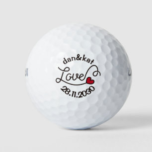 Monogram Liebe Moderne Typografie Art Rotes Herz Golfball