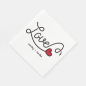 Monogram Liebe Moderne Typografie Art Rotes Herz Serviette (Ecke)