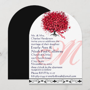 Monogram Liebe Tree Square Einladung zur Hochzeit