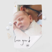 Monogram Liebe You Daddy Script Heart Foto Overlay Golfhandtuch (Insitu)