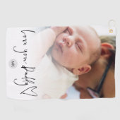 Monogram Liebe You Daddy Script Heart Foto Overlay Golfhandtuch (Horizontal)