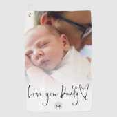 Monogram Liebe You Daddy Script Heart Foto Overlay Golfhandtuch (Vorderseite)