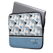 Monogram Light Blue Black Soccer Ball Pattern Laptopschutzhülle (Vorderseite Links)