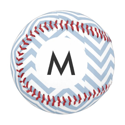Monogram Light Blue Grunge Textil Zickzack Baseball (Vorderseite Links)