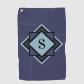 Monogram Light Blue Navy Blue Diamond Golfhandtuch (Vorderseite)
