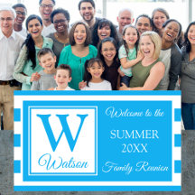 Monogram Light Blue Strips Summer Family Wiederseh