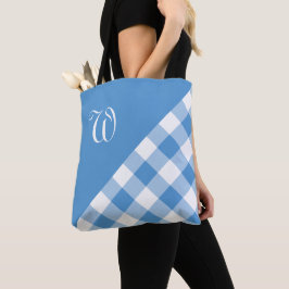 Monogram Light Blue White Buffalo Karo Geometric Tasche