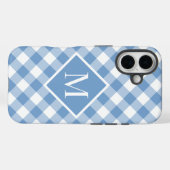 Monogram Light Blue White Gingham Karo Case-Mate iPhone Hülle (Rückseite (Horizontal))