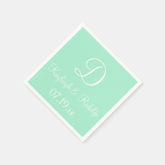 Monogram Light Mint Exklusives Farbpapier Napki Serviette (Ecke)