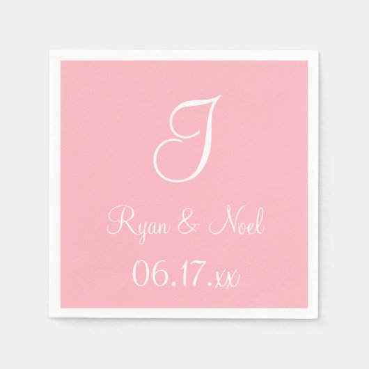 Monogram Light Pink Classy Monochromatic Napkins Serviette (Vorderseite)