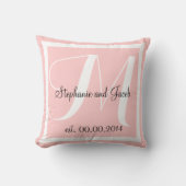 Monogram Light Rose Pink Wedding Keepake Kissen (Vorderseite)