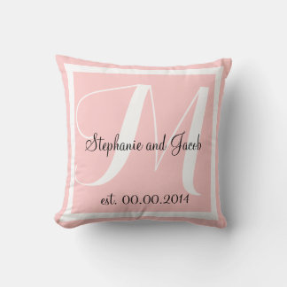 Monogram Light Rose Pink Wedding Keepake Kissen