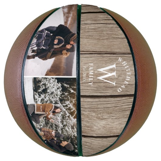Monogram Light Wood Foto Collage Basketball (Vertikal)
