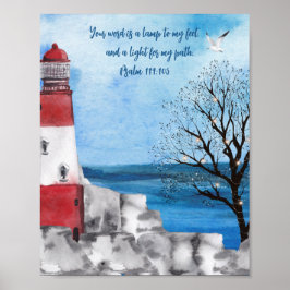 Monogram Lighthouse Wasserfarbenszenario Poster