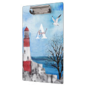 Monogram Lighthouse Watercolor Scene Klemmbrett (Links)