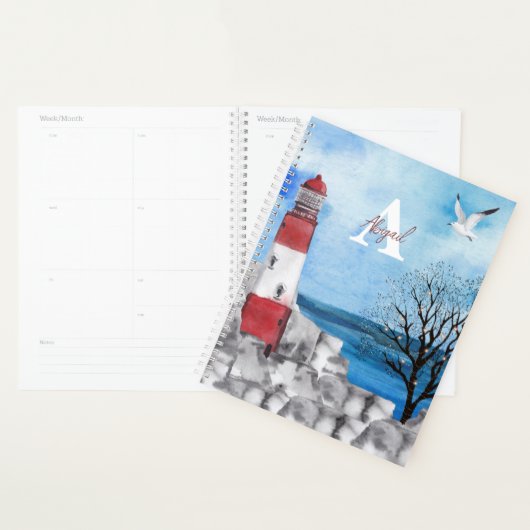 Monogram Lighthouse Watercolor Scene Planer (Anzeige)