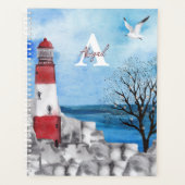 Monogram Lighthouse Watercolor Scene Planer (Vorderseite)