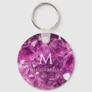 Monogram Lila Amethyst Crystal Individuelle Name G Schlüsselanhänger
