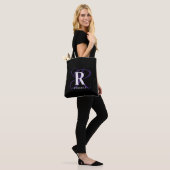 Monogram Lila Black Script Name Stilvoll Tasche (Am Model)