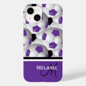 Monogram Lila Black Soccer Ball Pattern Case-Mate iPhone Hülle (Rückseite)