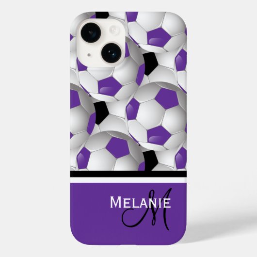 Monogram Lila Black Soccer Ball Pattern Case-Mate iPhone Hülle (Rückseite)