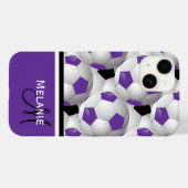Monogram Lila Black Soccer Ball Pattern Case-Mate iPhone Hülle (Rückseite (Horizontal))