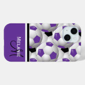 Monogram Lila Black Soccer Ball Pattern Case-Mate iPhone Hülle (Rückseite (Horizontal))
