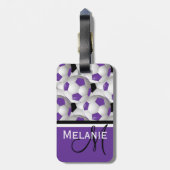 Monogram Lila Black Soccer Ball Pattern Gepäckanhänger (Rückseite vertikal)