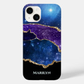 Monogram Lila Black Starry Case-Mate iPhone Hülle (Rückseite)