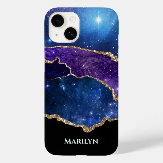 Monogram Lila Black Starry Case-Mate iPhone Hülle (Rückseite)