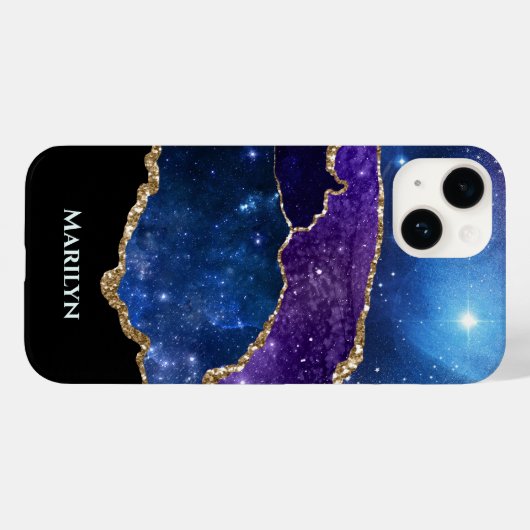 Monogram Lila Black Starry Case-Mate iPhone Hülle (Rückseite (Horizontal))