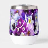 Monogram Lila Blue White Pansy Floral Blume (Vorderseite)