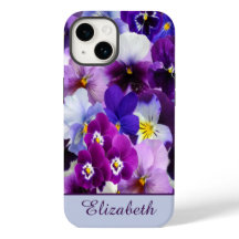 Monogram Lila Blue White Pansy Floral