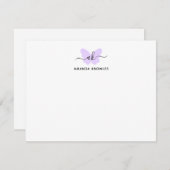 Monogram Lila Butterfly Minimalistisch Girl Script Mitteilungskarte (Vorne/Hinten)