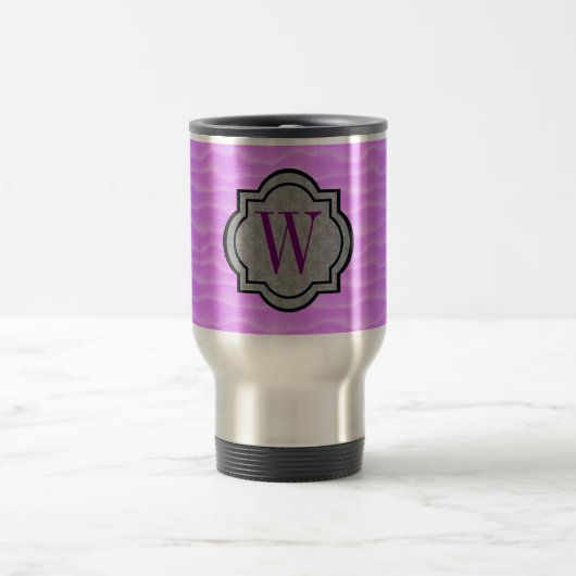 Monogram Lila Dunes Muster Reisebecher (Mittel)