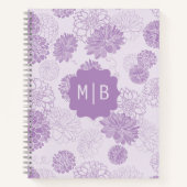 Monogram Lila Elegant Floral Notizblock (Vorderseite)
