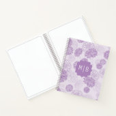 Monogram Lila Elegant Floral Notizblock (Innenseite)