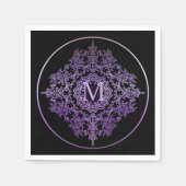 Monogram Lila Filigree Motif Napkins Serviette (Vorderseite)