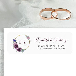 Monogram Lila Floral Gold Hoop Rücksendeadresse